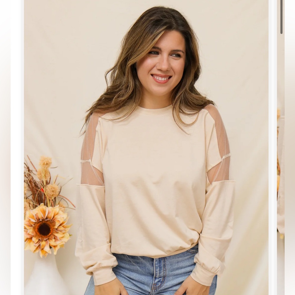 Lumiere Nordstrom Fall Breeze Sheer Shoulder Top Medium NWT